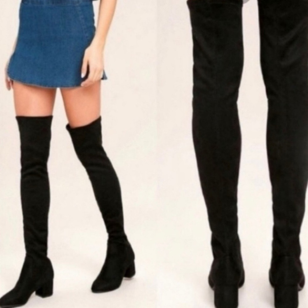 Steve Madden Jacey over-the-Knee Black Microsuede Boots Women's Size 9